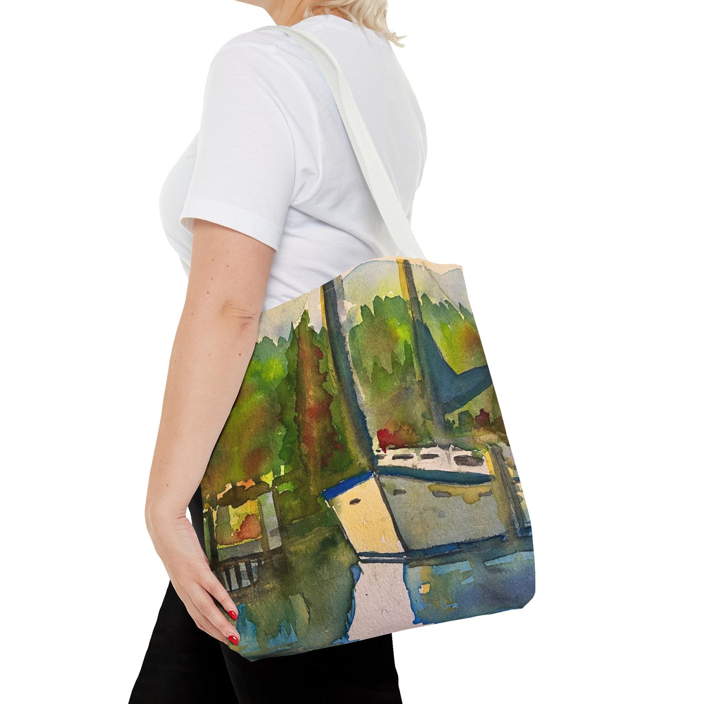 "Time to Sail Free" Watercolor Sailboat Tote Bag | Nautical Beach Bag, Bohemian Shopper, Eco-Friendly Canvas, Gift for Sailors, Summer Essentials