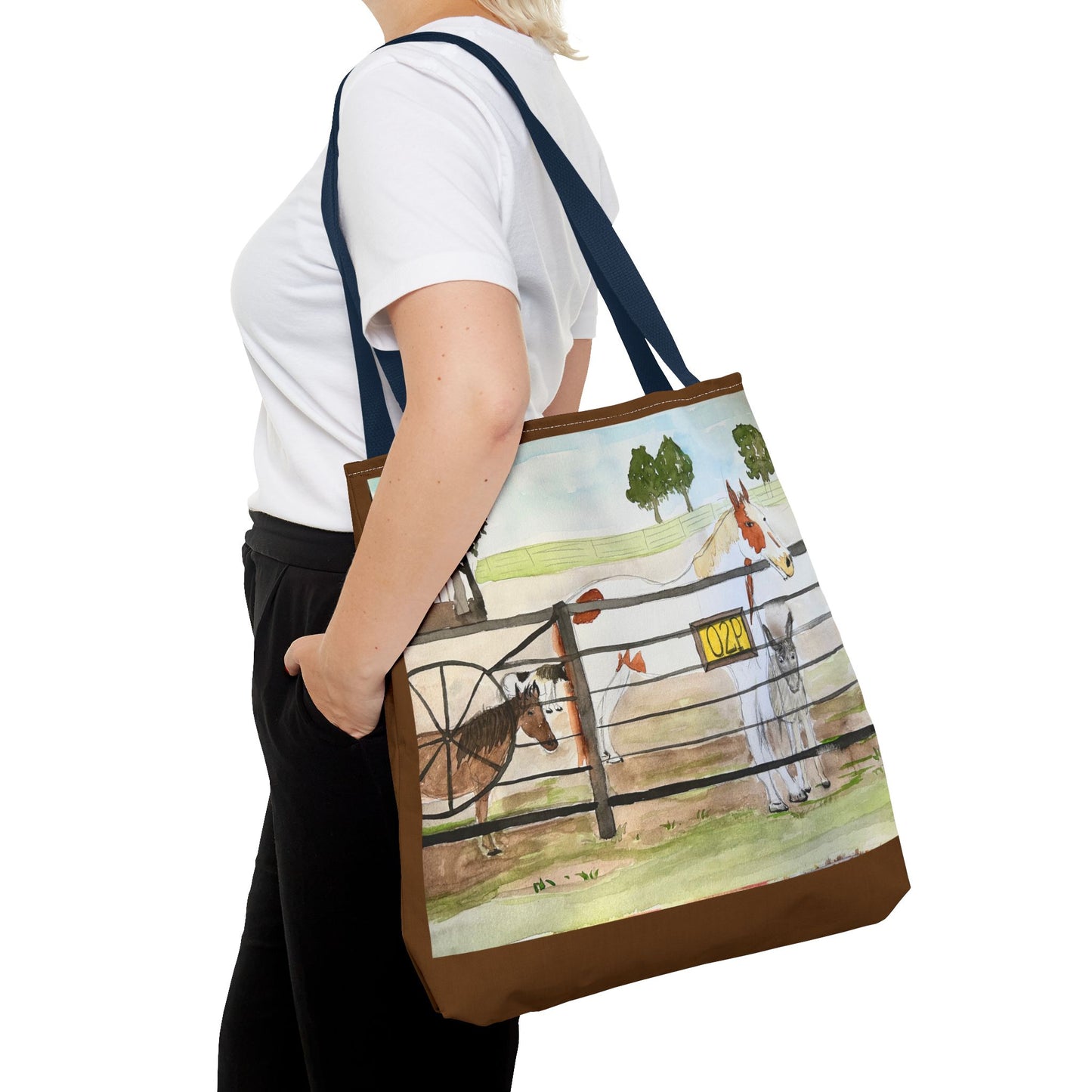"Out 2 Pasture" Rescue Animal Ranch Tote Bag & Stable Scene Design