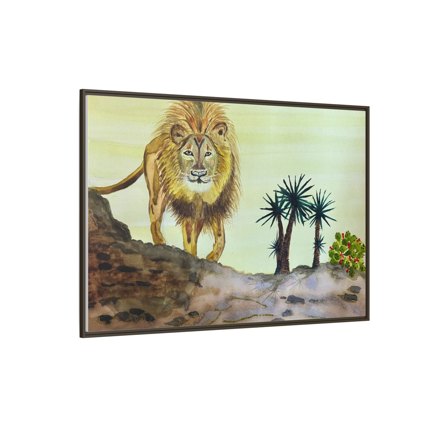 Lion Matte Canvas, Framed (Multi-color)