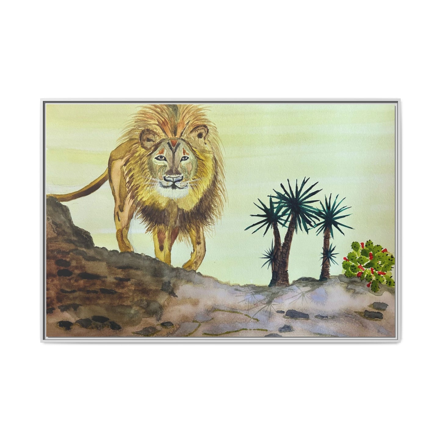 Lion Matte Canvas, Framed (Multi-color)