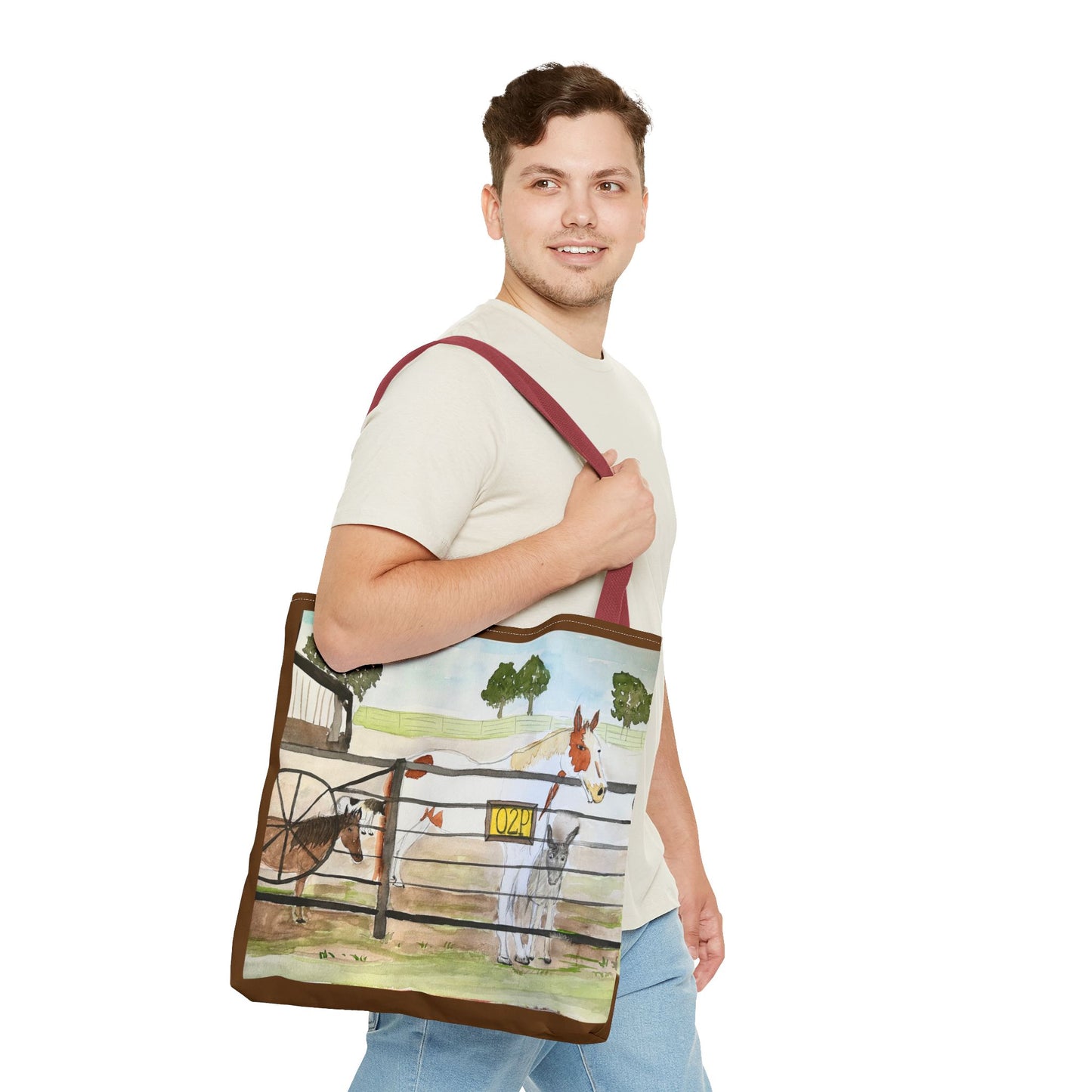 "Out 2 Pasture" Rescue Animal Ranch Tote Bag & Stable Scene Design