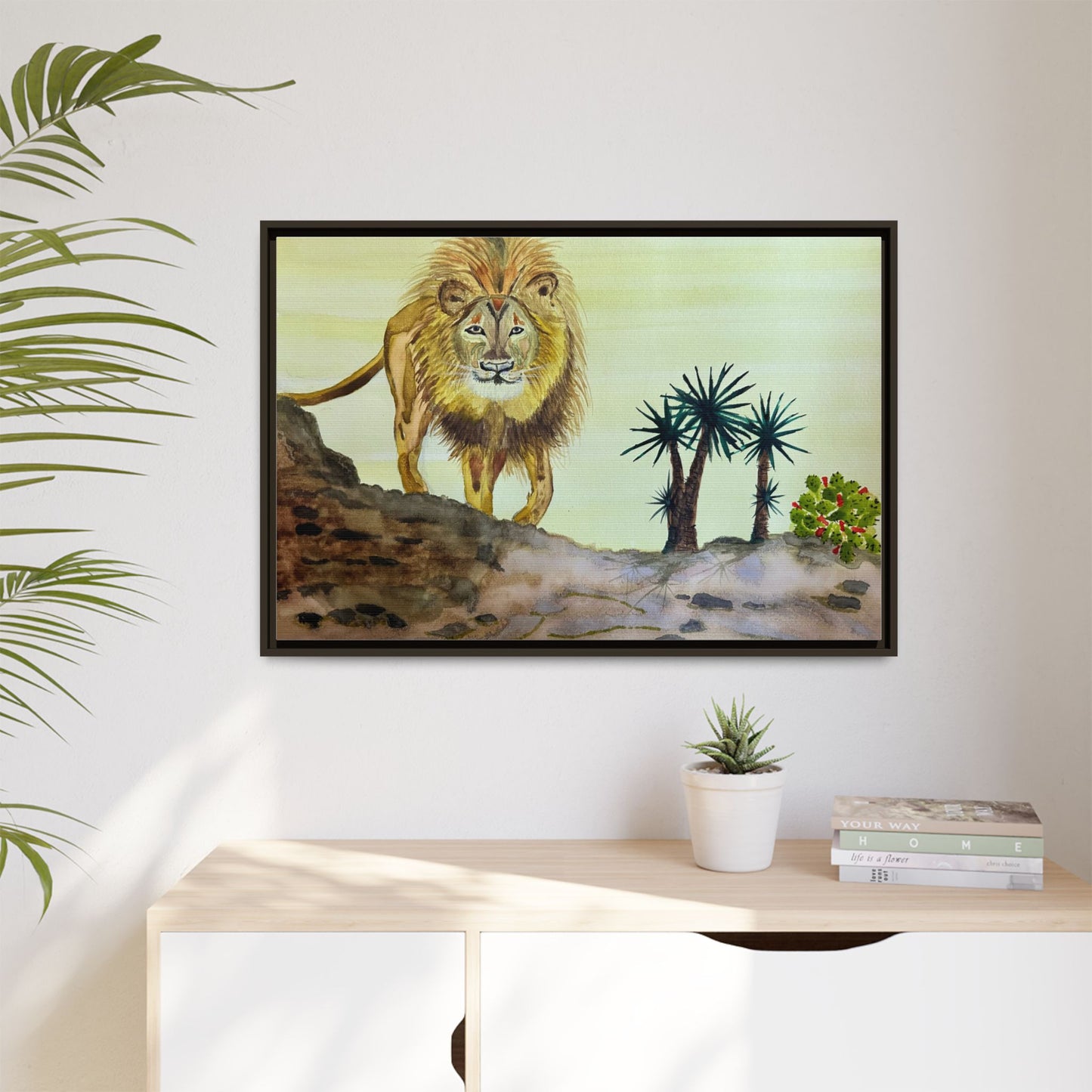 Lion Matte Canvas, Framed (Multi-color)