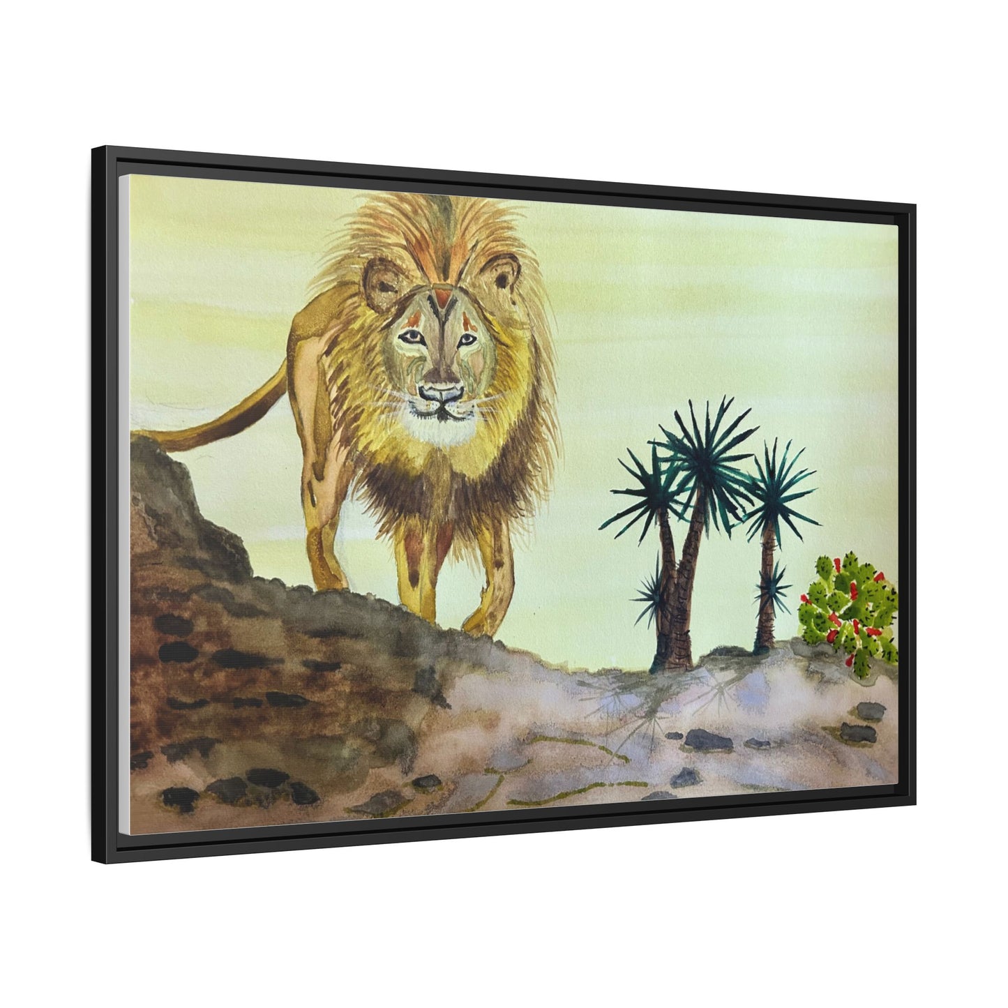 Lion Matte Canvas, Framed (Multi-color)
