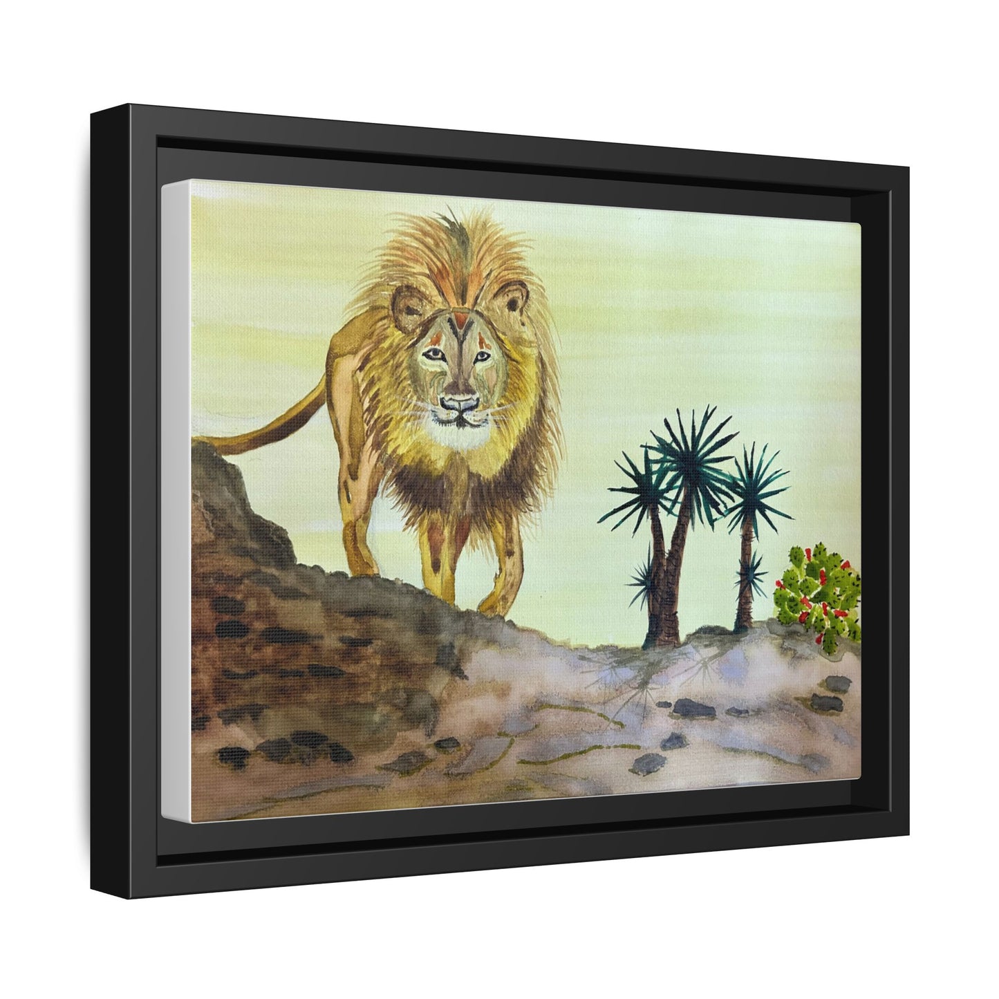 Lion Matte Canvas, Framed (Multi-color)