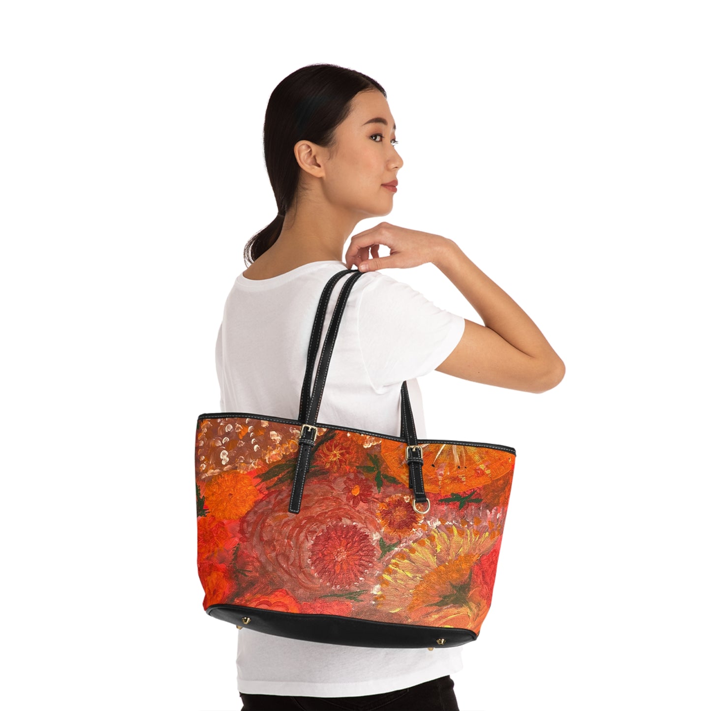 "Flower Burst" PU Leather Shoulder Bag