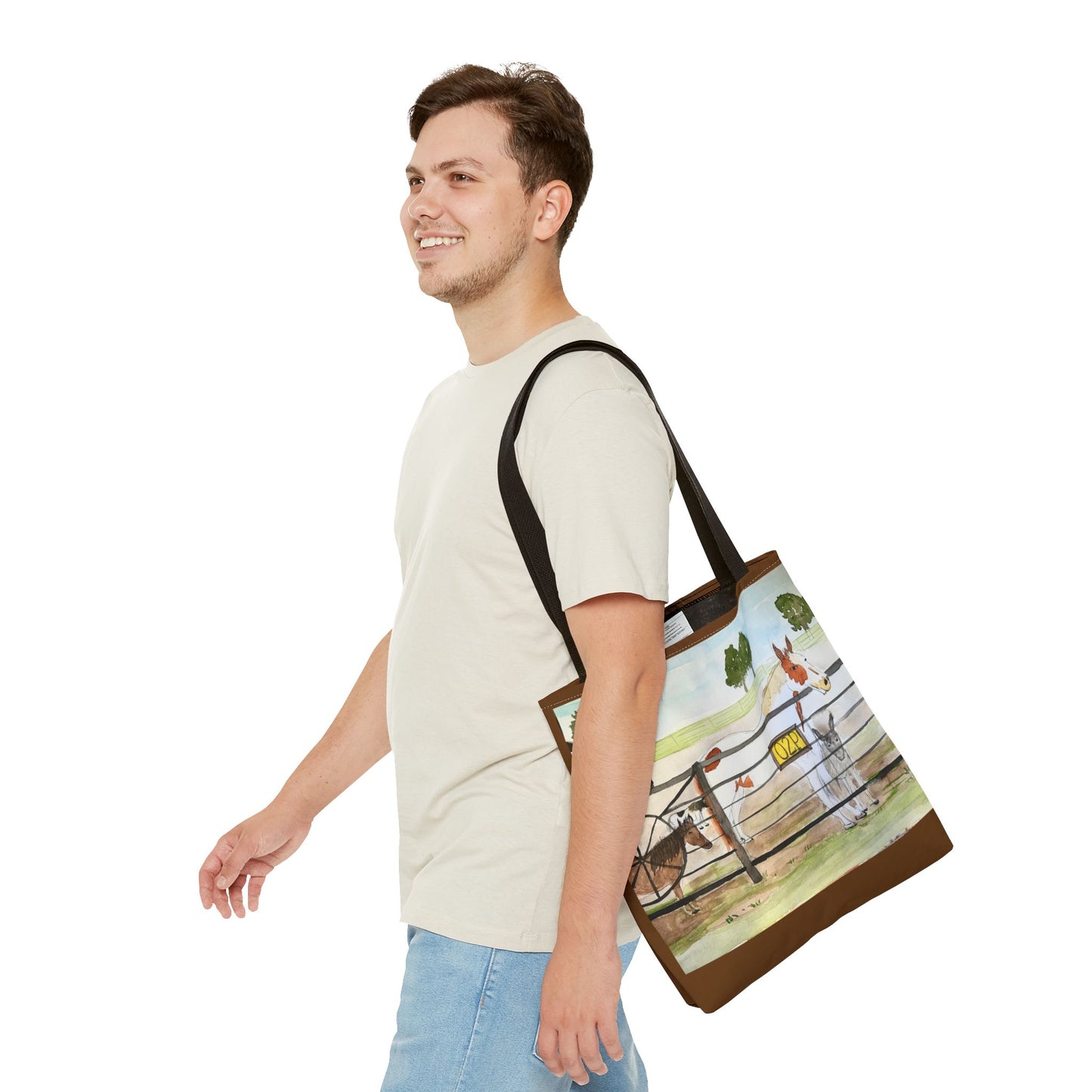 "Out 2 Pasture" Rescue Animal Ranch Tote Bag & Stable Scene Design