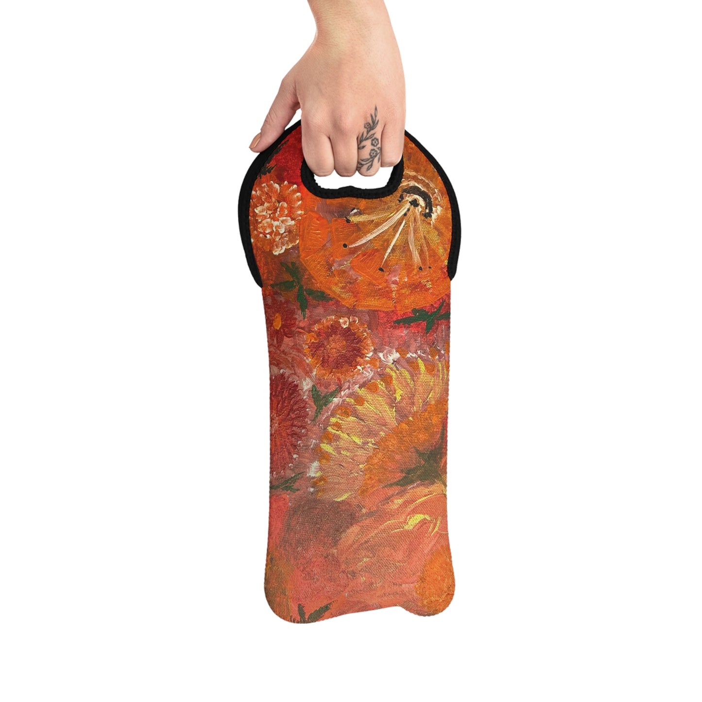Flower Burst Vibrant Floral Wine Tote Bag – Perfect for Parties & Celebrations