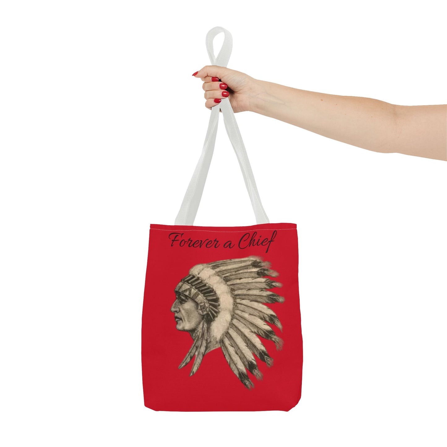 Forever a Chief Tote Bag, School Spirit Bag, Red Tote for Students, Eco-Friendly Shopping Bag, College Travel Tote