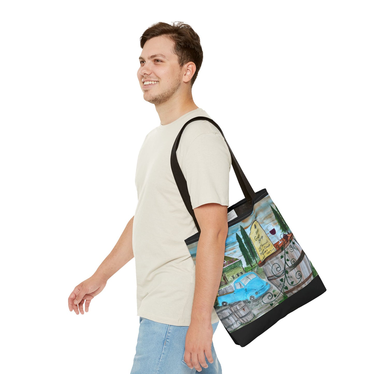 Sumner Crest Winery 25th Annual Grape Stomp is Charming Vineyard Tote Bag, Wine Lover Gift, Travel Bag, Grocery Tote, Eco-Friendly Shopping, Artisan Artwork