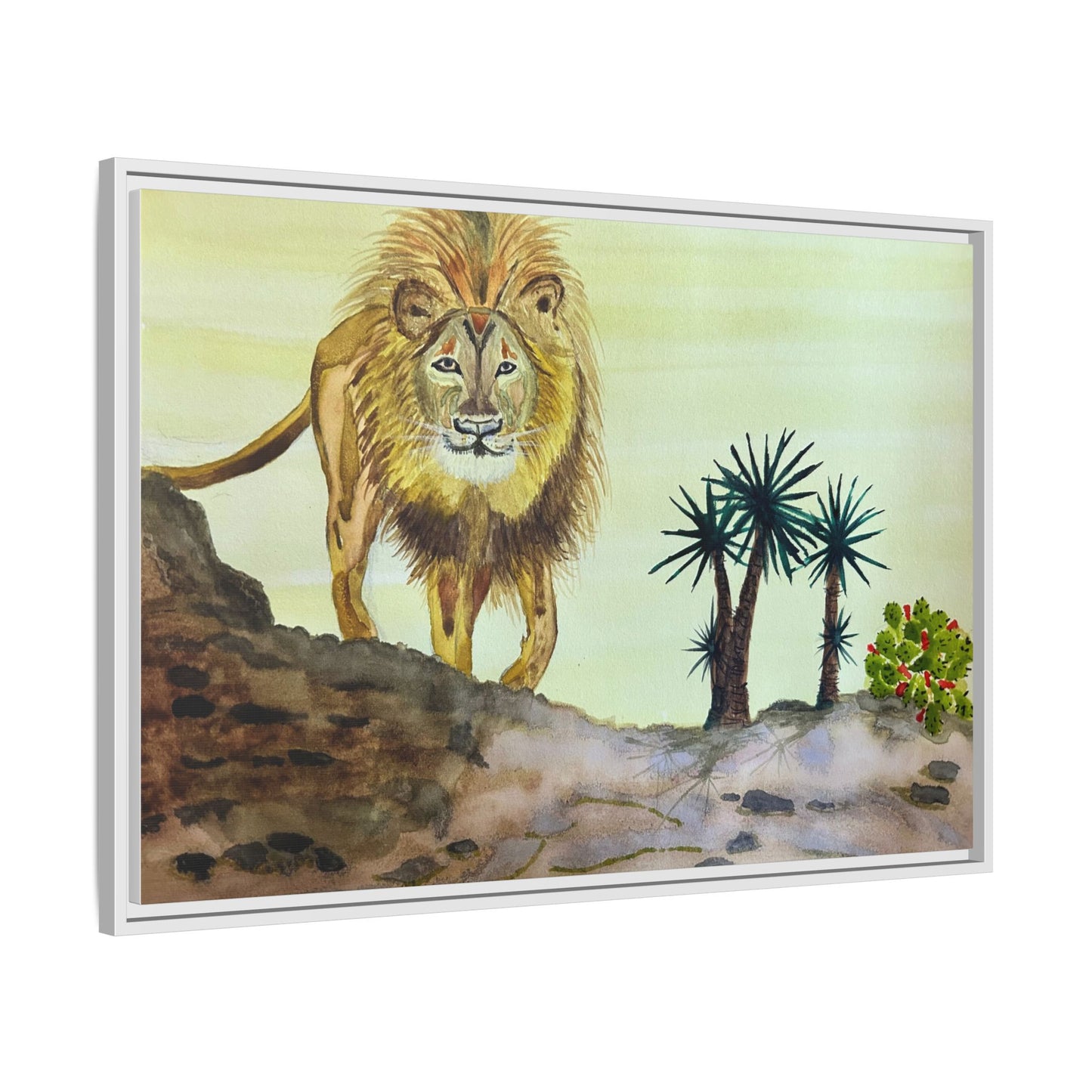 Lion Matte Canvas, Framed (Multi-color)