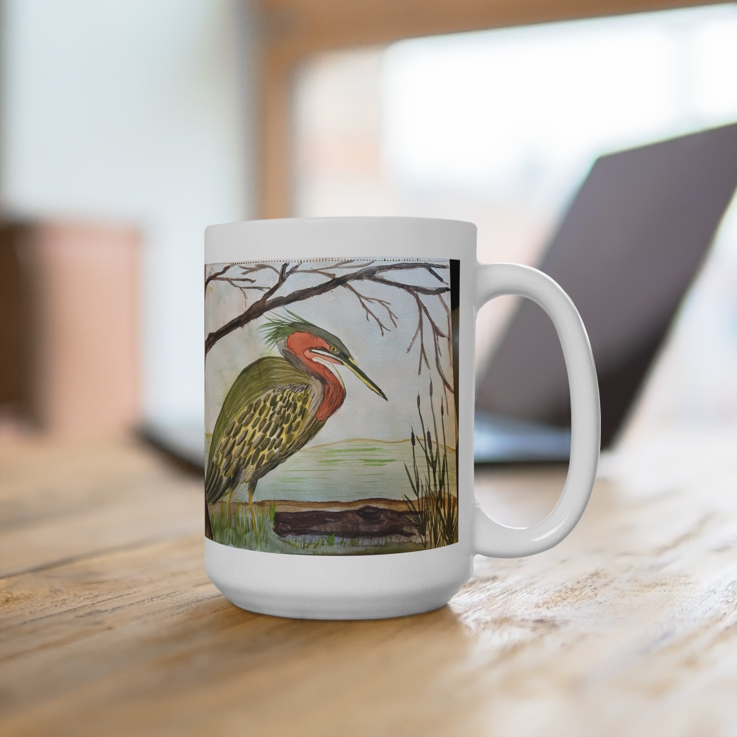 Green Heron Mug 15oz