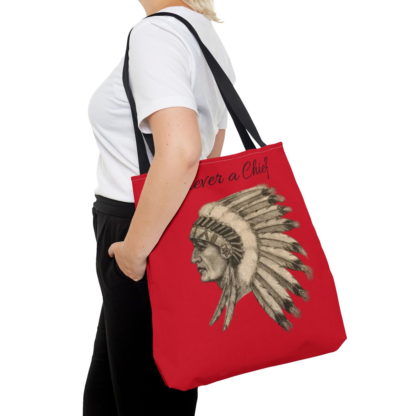 Forever a Chief Tote Bag, School Spirit Bag, Red Tote for Students, Eco-Friendly Shopping Bag, College Travel Tote