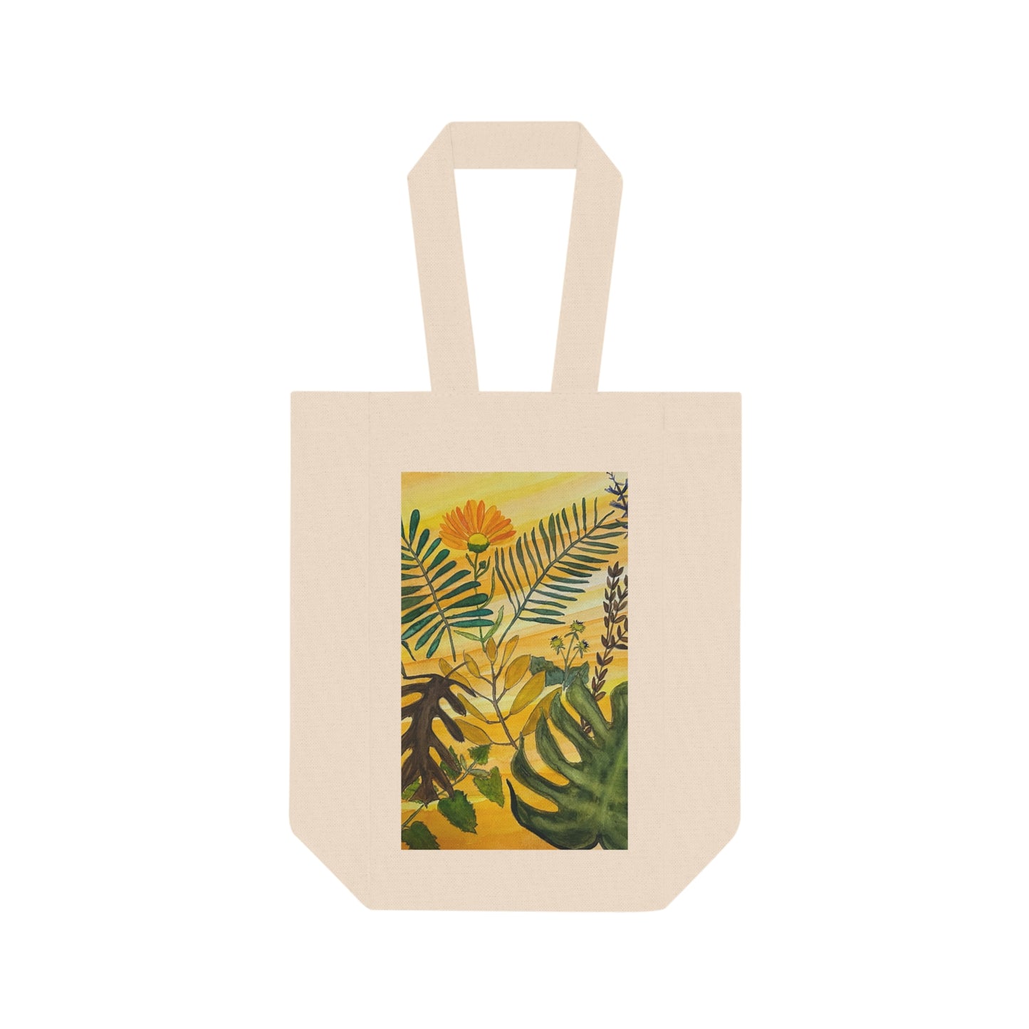 Tropical Botanicals & Herbs Double Wine Tote Bag