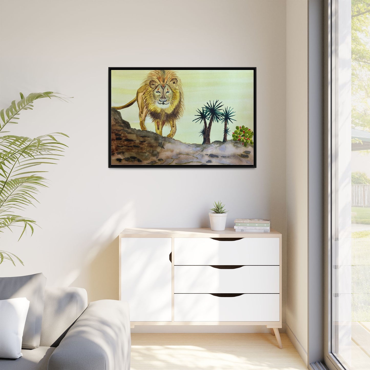 Lion Matte Canvas, Framed (Multi-color)