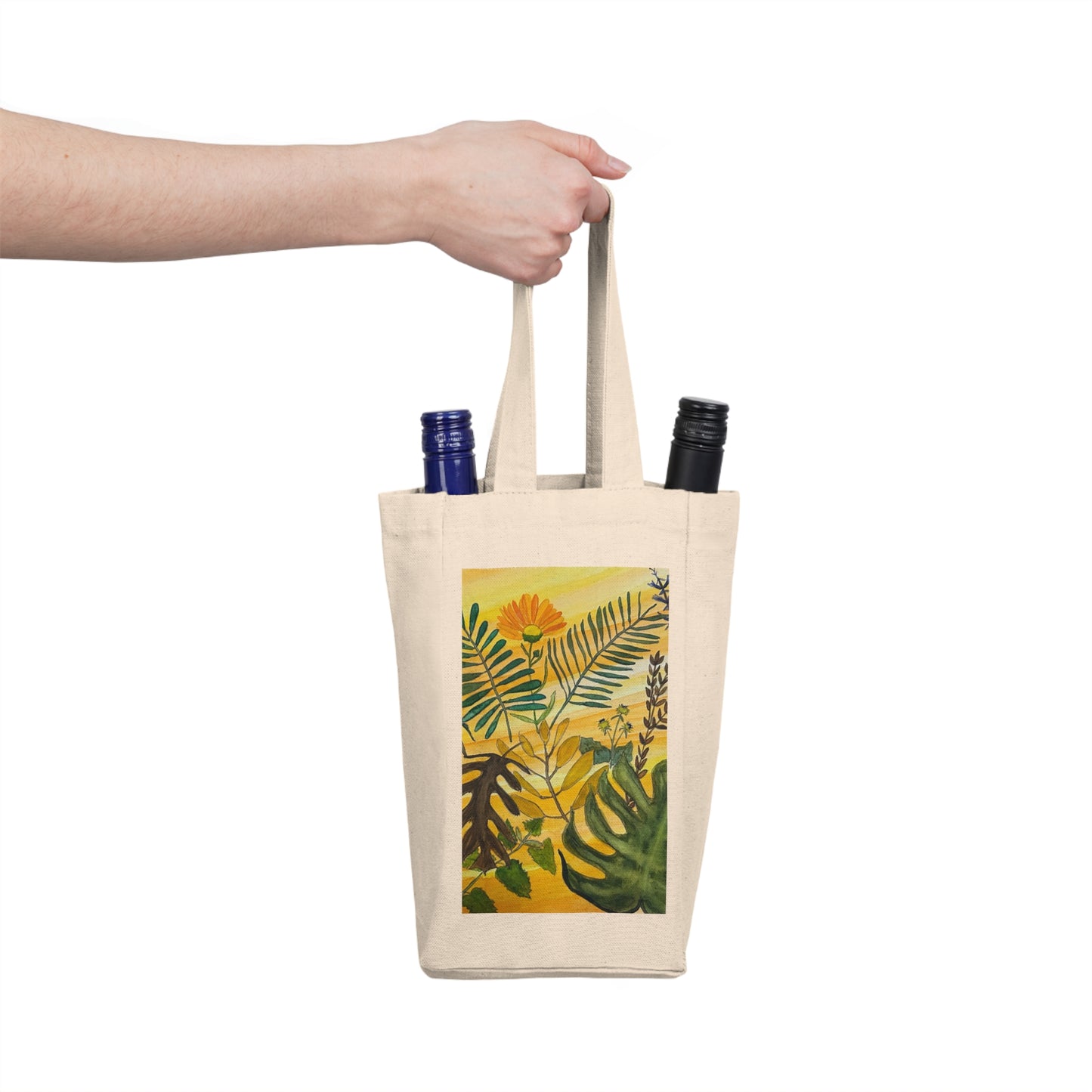 Tropical Botanicals & Herbs Double Wine Tote Bag