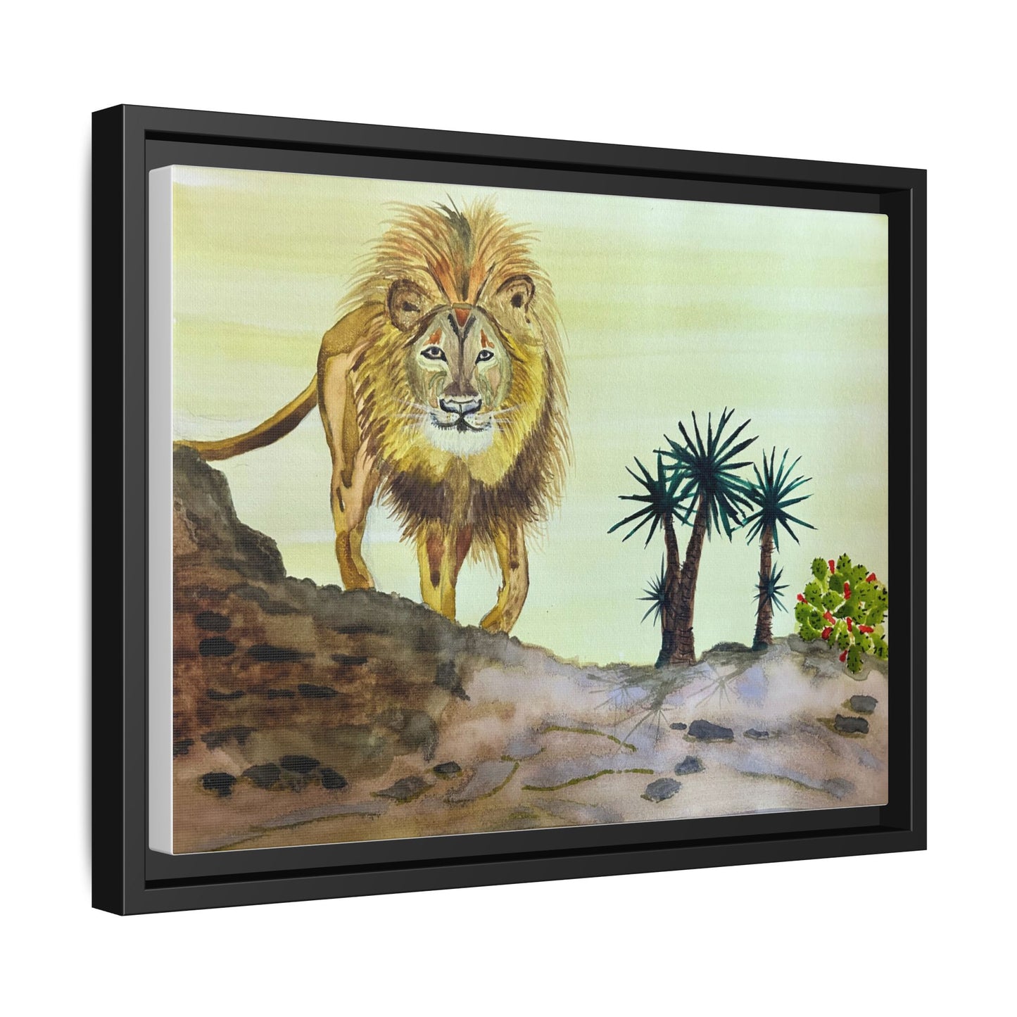 Lion Matte Canvas, Framed (Multi-color)