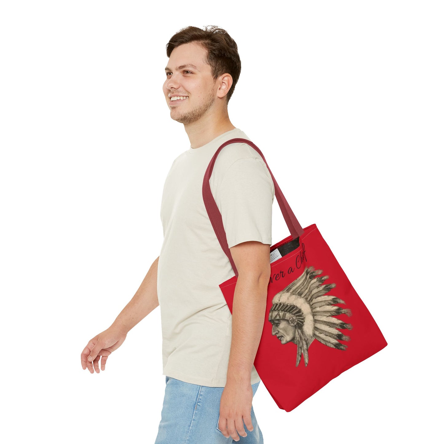 Forever a Chief Tote Bag, School Spirit Bag, Red Tote for Students, Eco-Friendly Shopping Bag, College Travel Tote