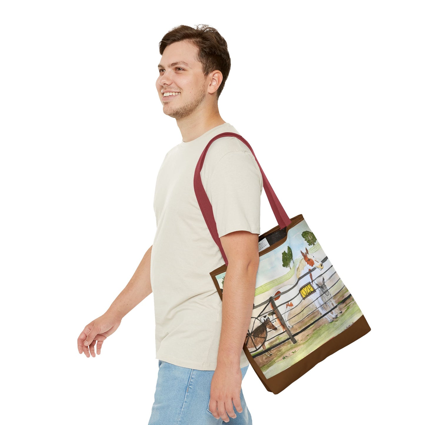 "Out 2 Pasture" Rescue Animal Ranch Tote Bag & Stable Scene Design