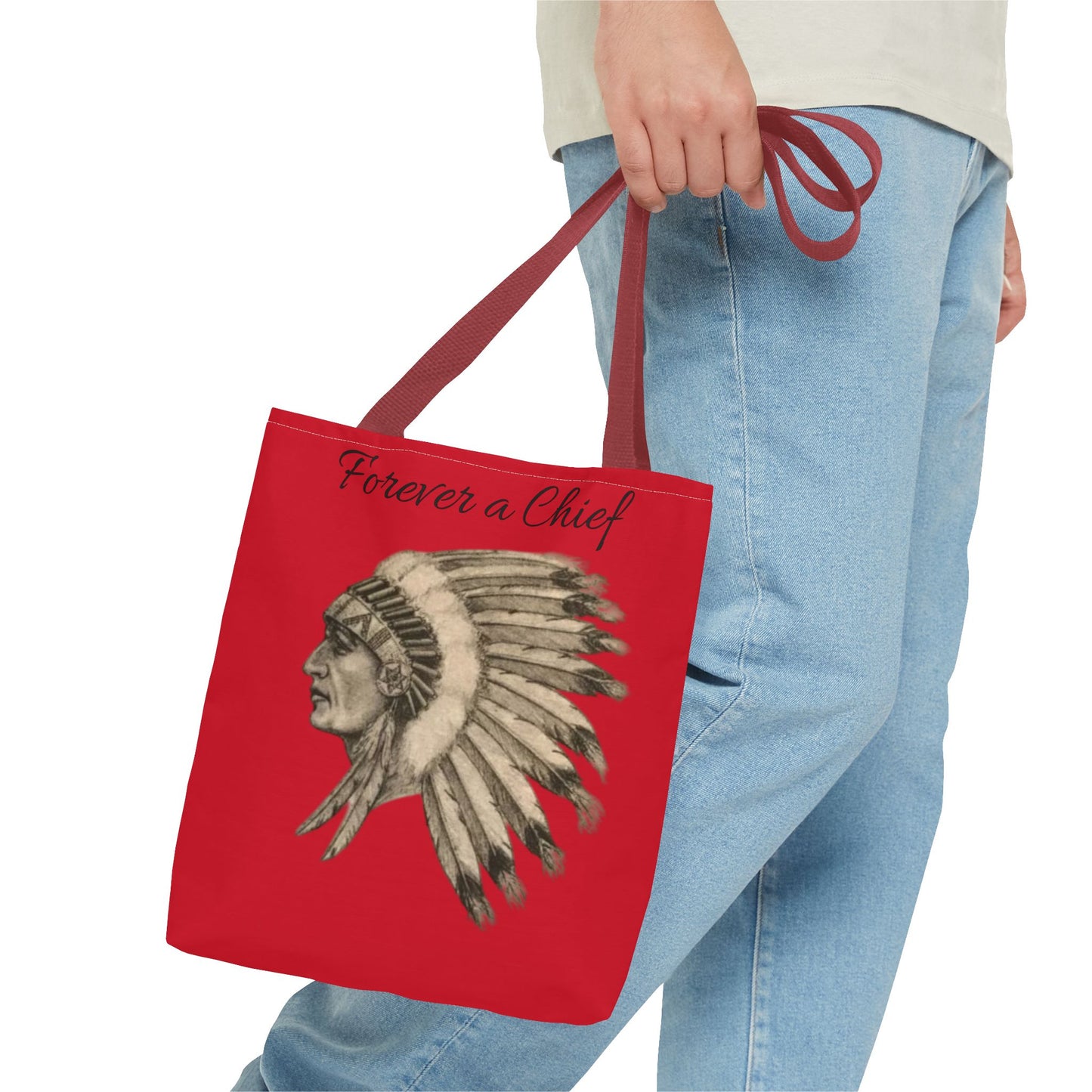Forever a Chief Tote Bag, School Spirit Bag, Red Tote for Students, Eco-Friendly Shopping Bag, College Travel Tote