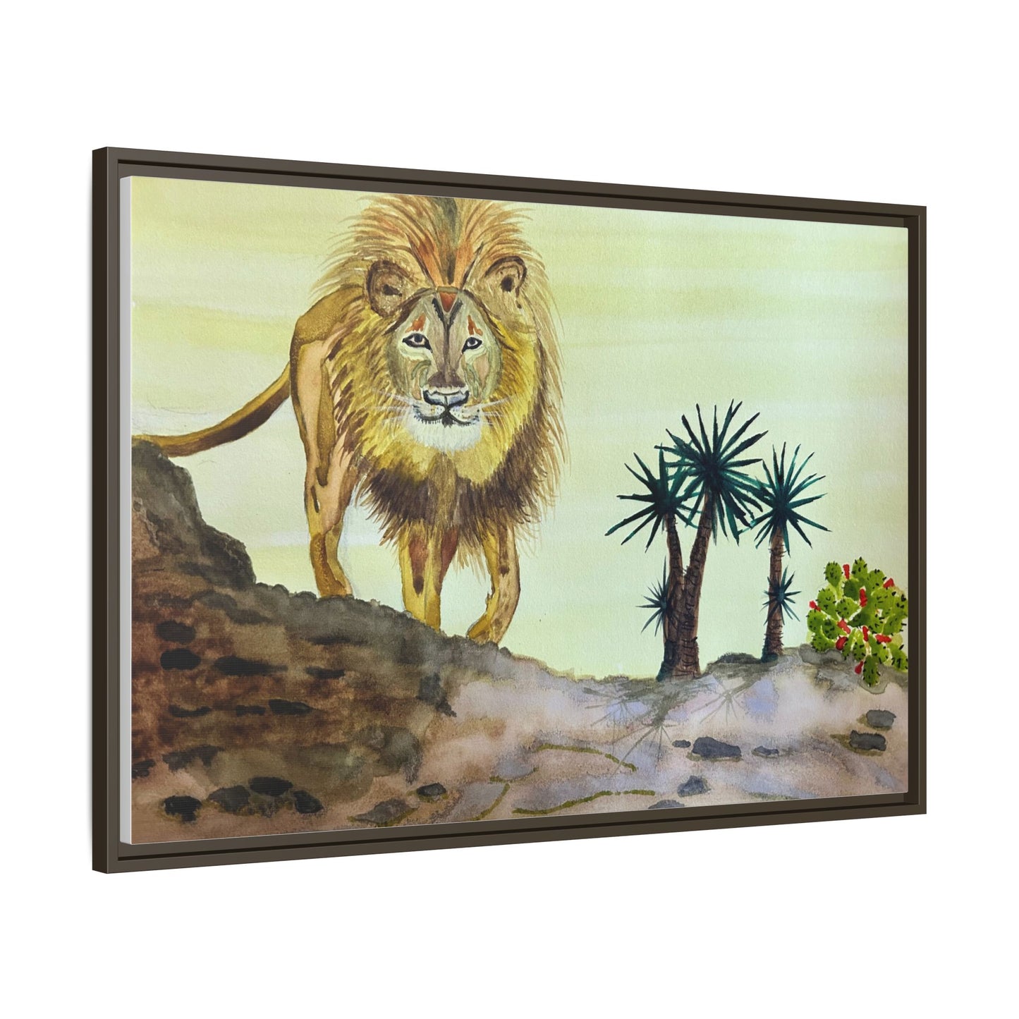 Lion Matte Canvas, Framed (Multi-color)