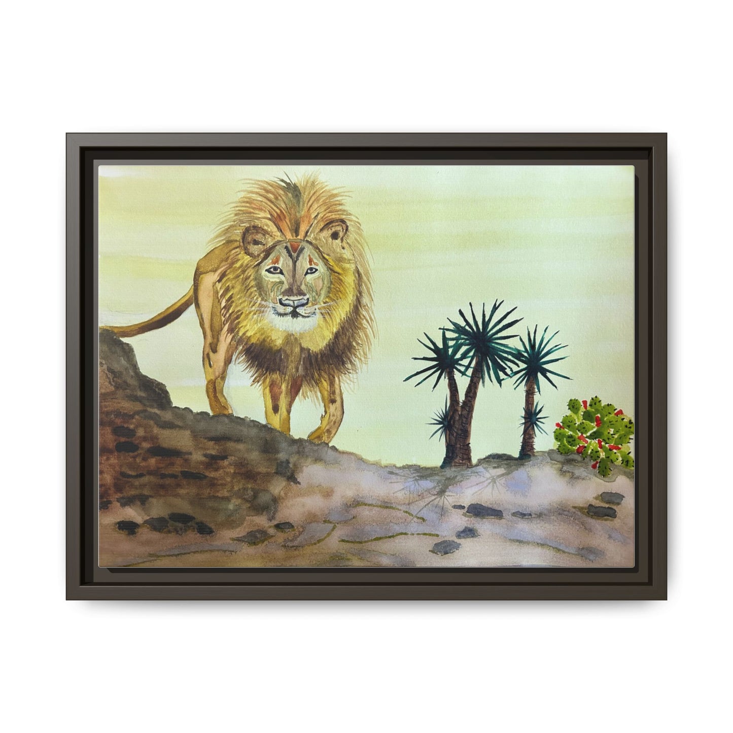 Lion Matte Canvas, Framed (Multi-color)