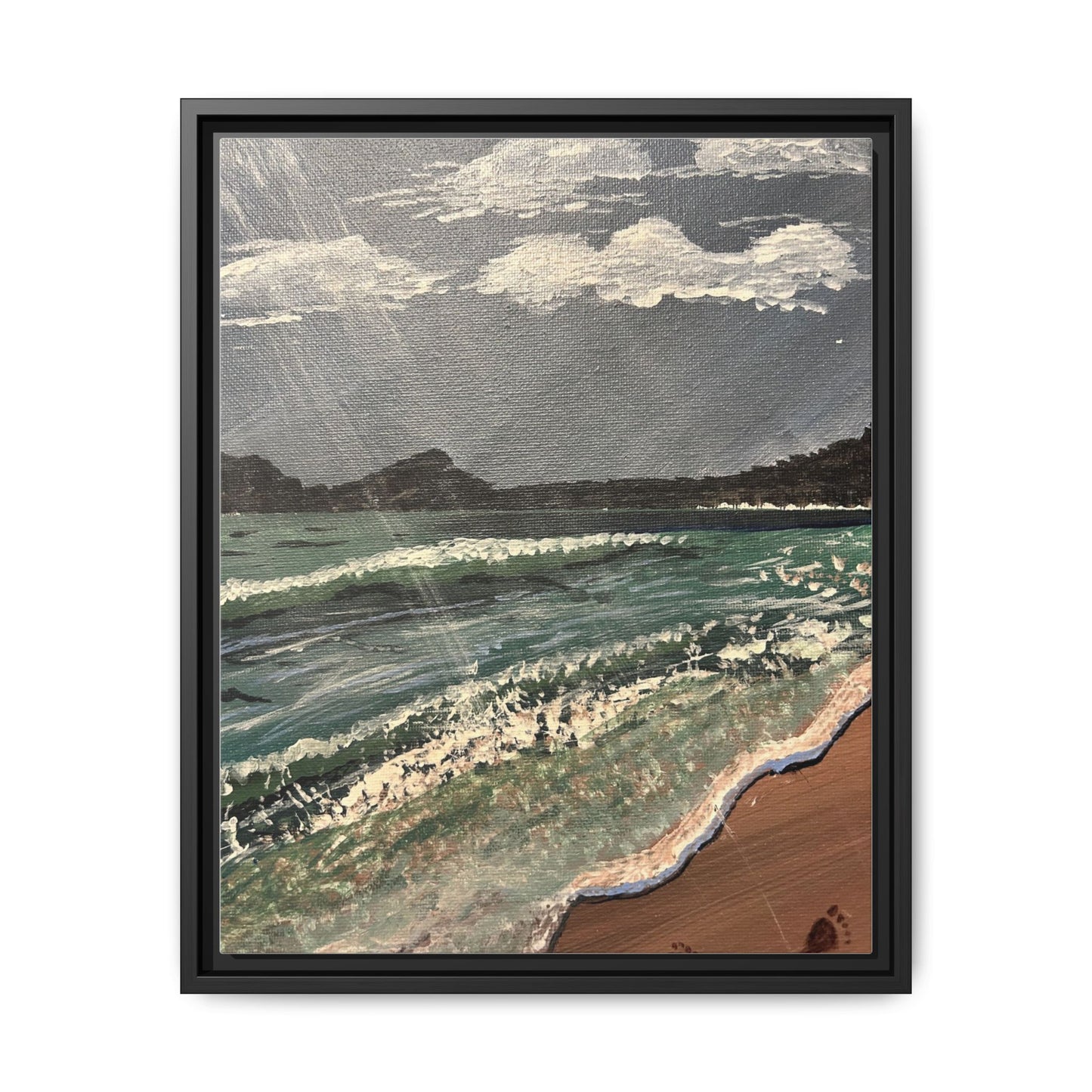 Walk on the Beach Matte Canvas, Black Frame