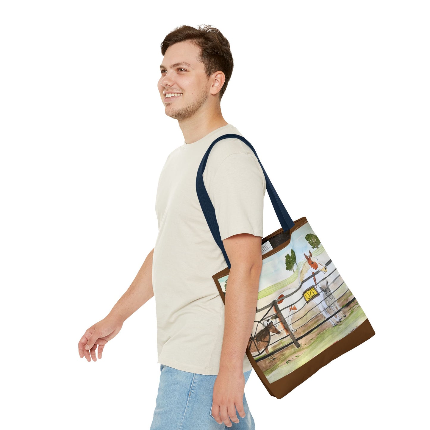 "Out 2 Pasture" Rescue Animal Ranch Tote Bag & Stable Scene Design