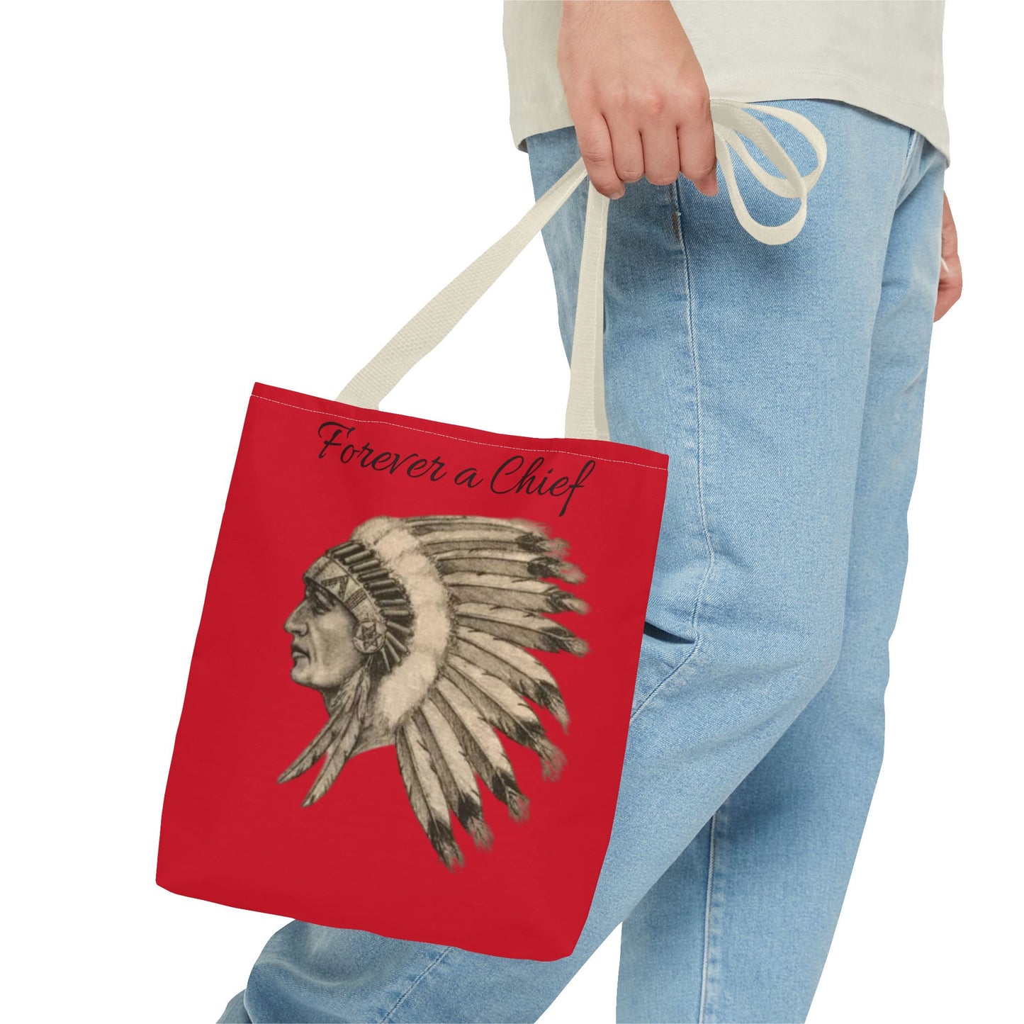 Forever a Chief Tote Bag, School Spirit Bag, Red Tote for Students, Eco-Friendly Shopping Bag, College Travel Tote