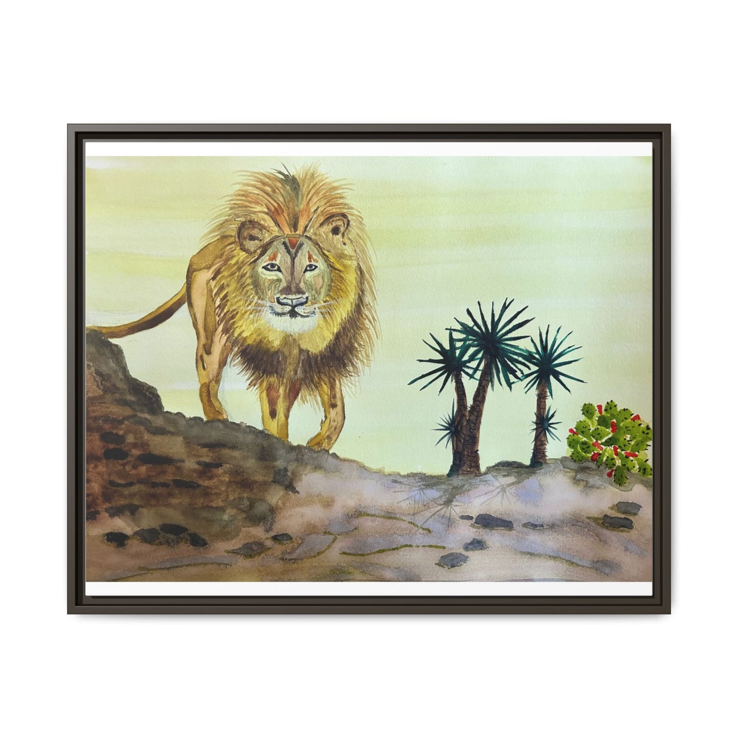 Lion Matte Canvas, Framed (Multi-color)
