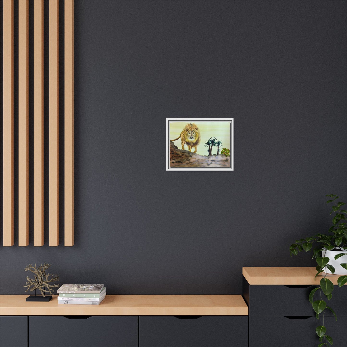 Lion Matte Canvas, Framed (Multi-color)