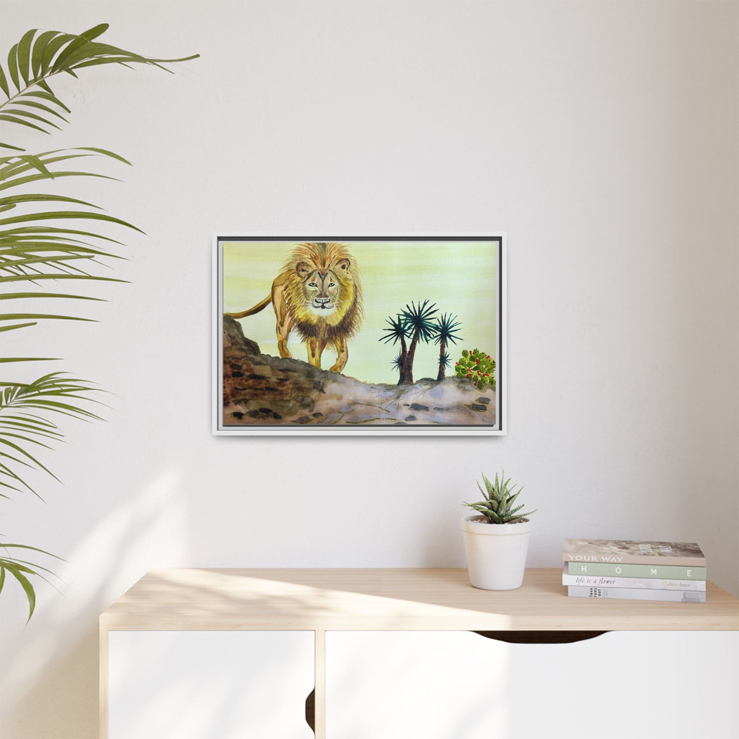 Lion Matte Canvas, Framed (Multi-color)