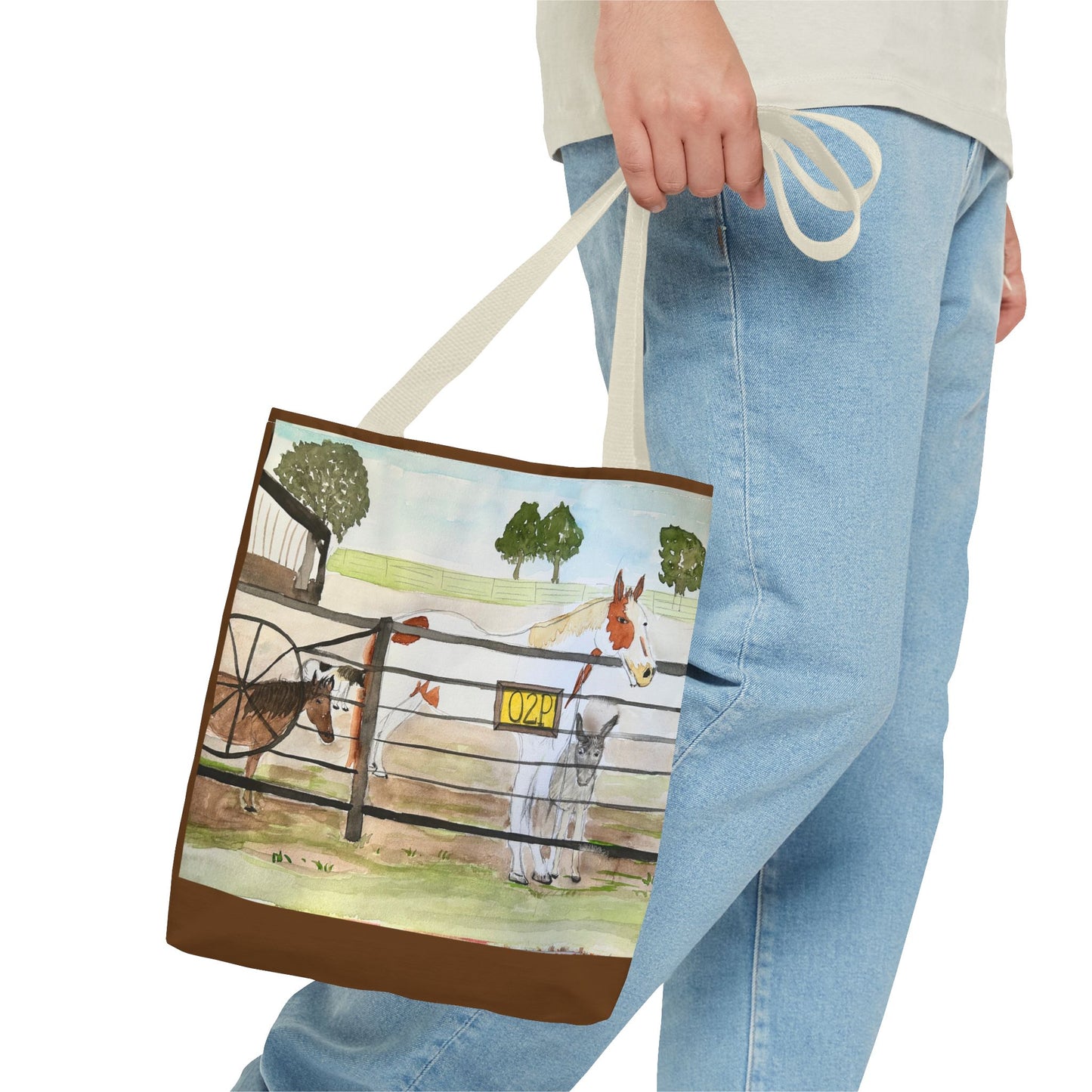 "Out 2 Pasture" Rescue Animal Ranch Tote Bag & Stable Scene Design