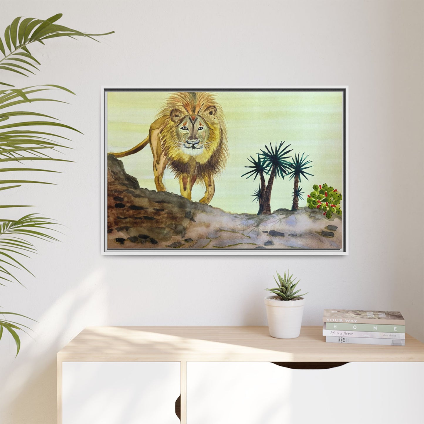 Lion Matte Canvas, Framed (Multi-color)