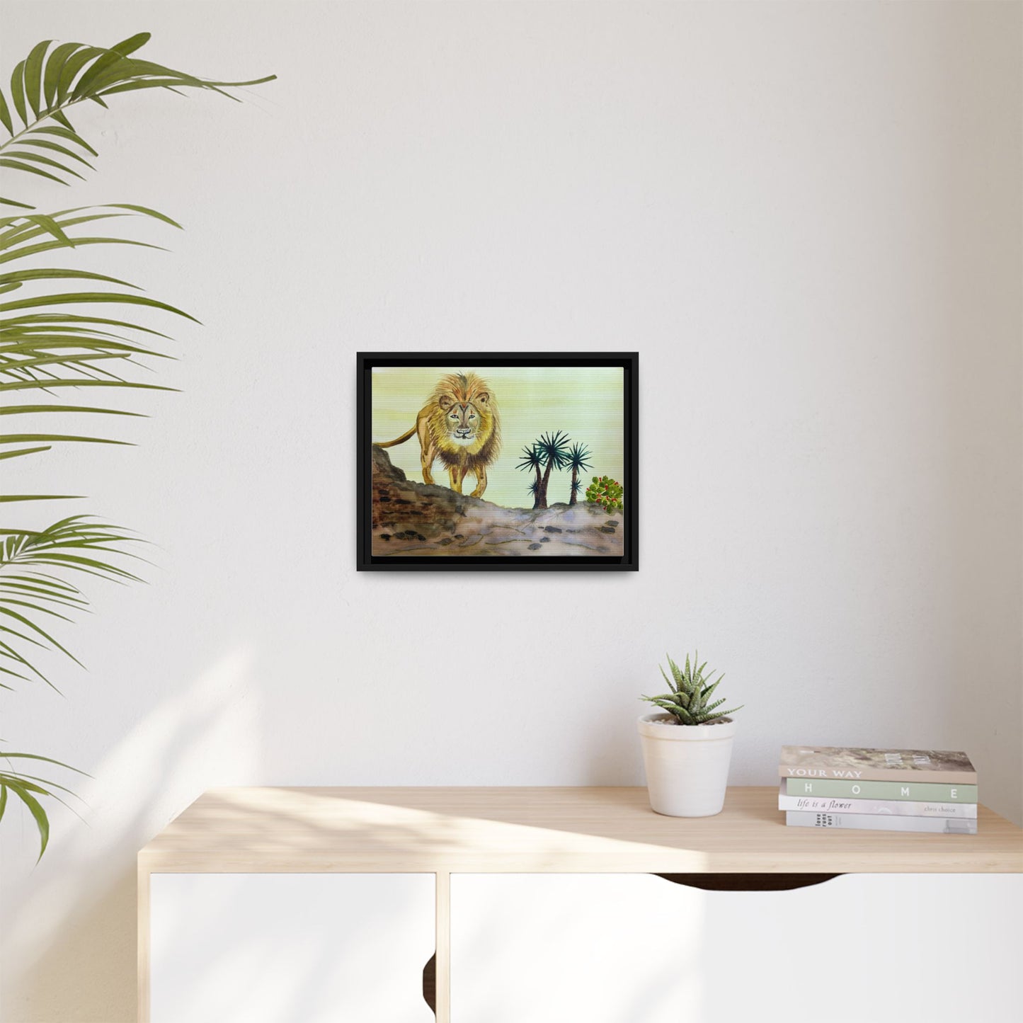 Lion Matte Canvas, Framed (Multi-color)