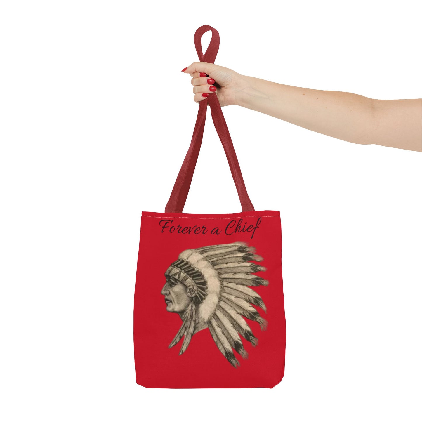 Forever a Chief Tote Bag, School Spirit Bag, Red Tote for Students, Eco-Friendly Shopping Bag, College Travel Tote