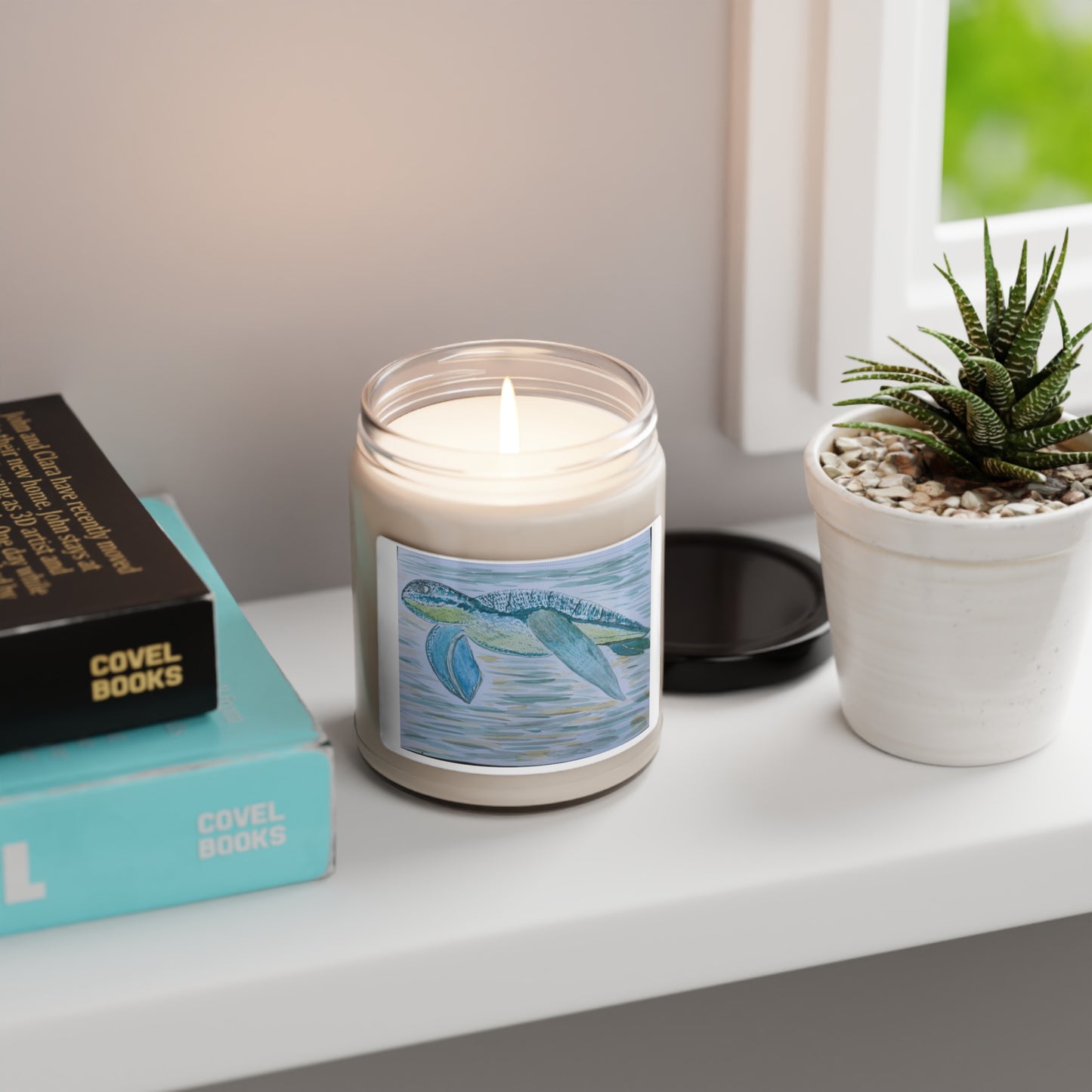Sea Turtle Watercolor Scented Soy Candle, 9oz