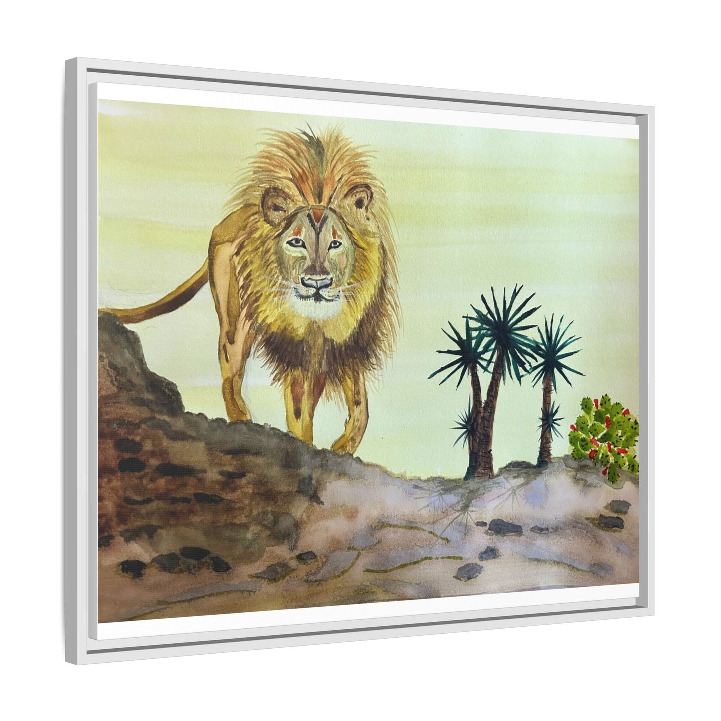 Lion Matte Canvas, Framed (Multi-color)