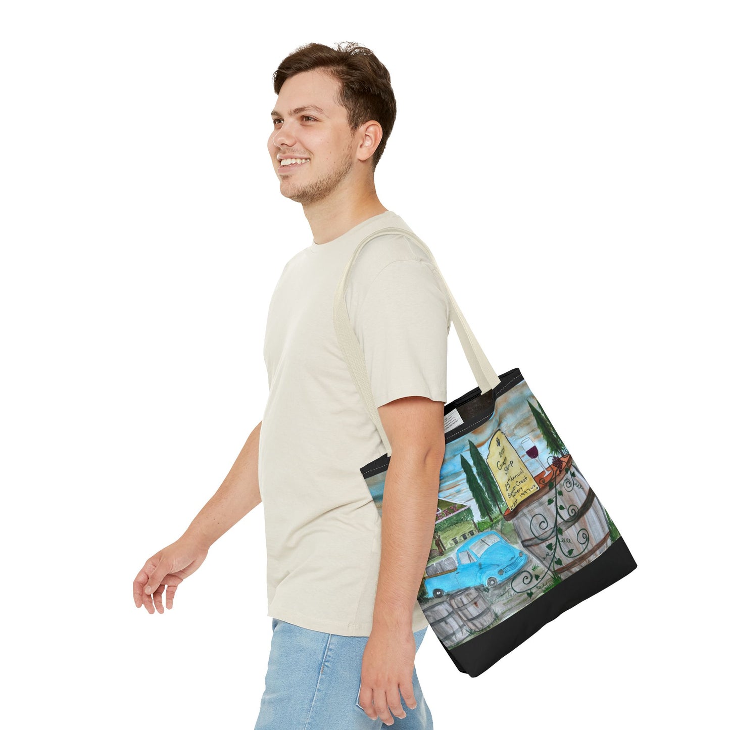 Sumner Crest Winery 25th Annual Grape Stomp is Charming Vineyard Tote Bag, Wine Lover Gift, Travel Bag, Grocery Tote, Eco-Friendly Shopping, Artisan Artwork