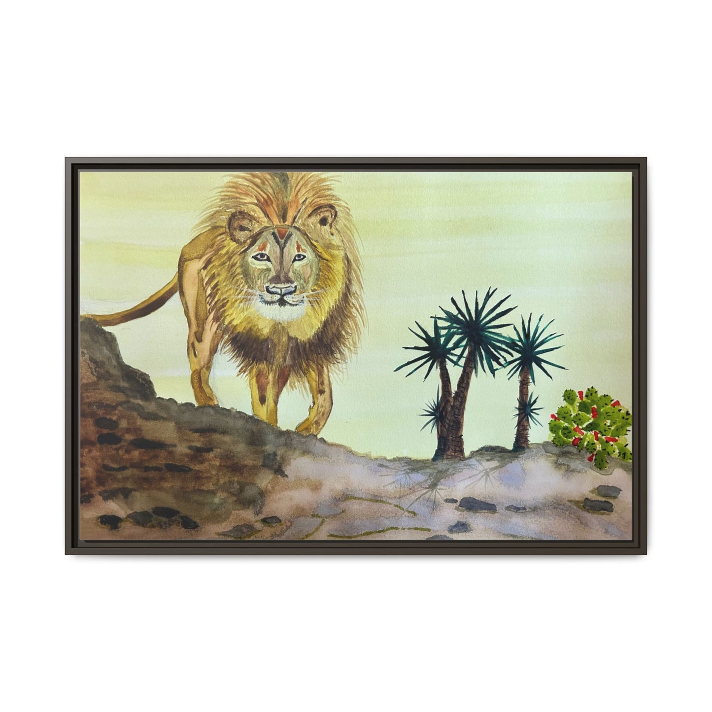 Lion Matte Canvas, Framed (Multi-color)