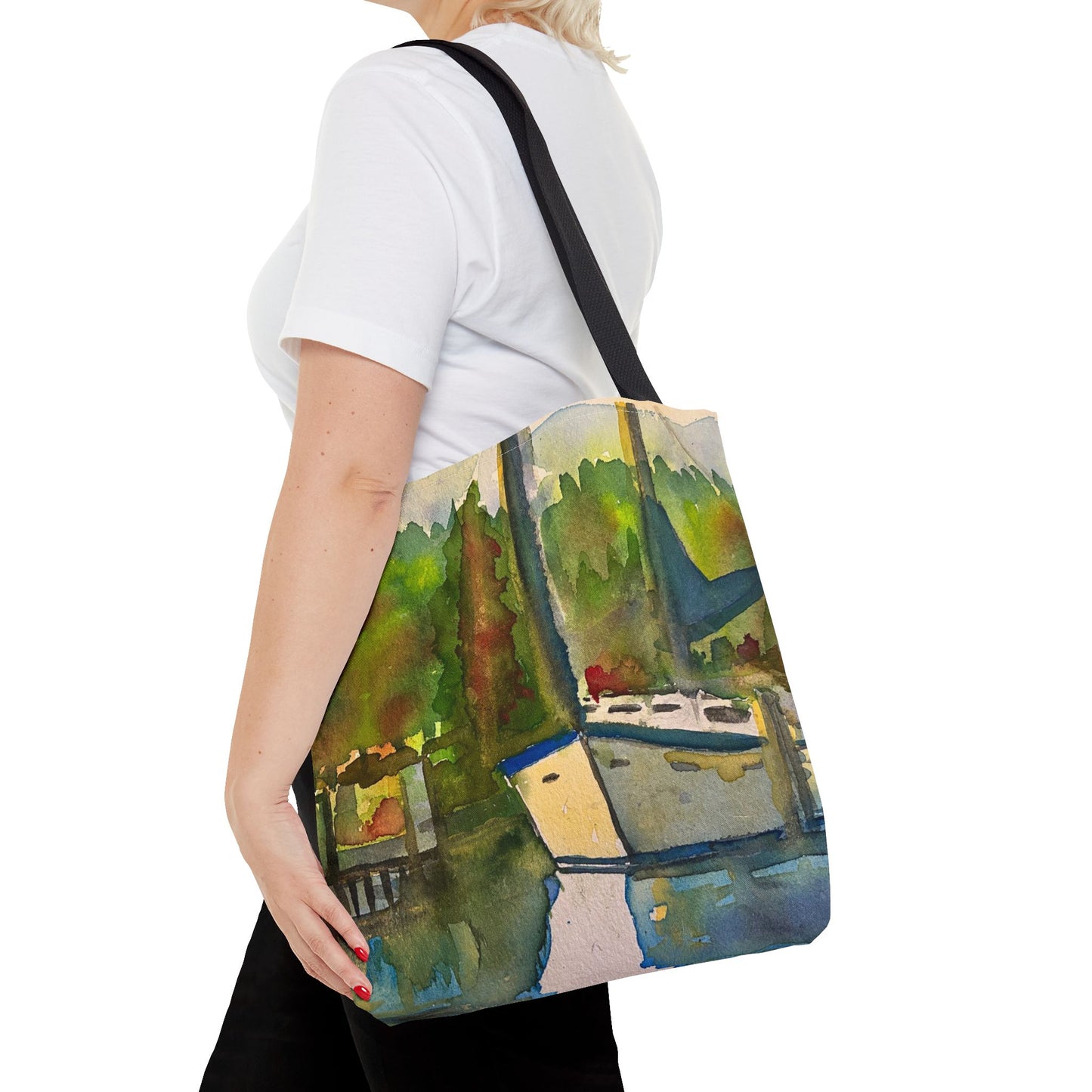 "Time to Sail Free" Watercolor Sailboat Tote Bag | Nautical Beach Bag, Bohemian Shopper, Eco-Friendly Canvas, Gift for Sailors, Summer Essentials