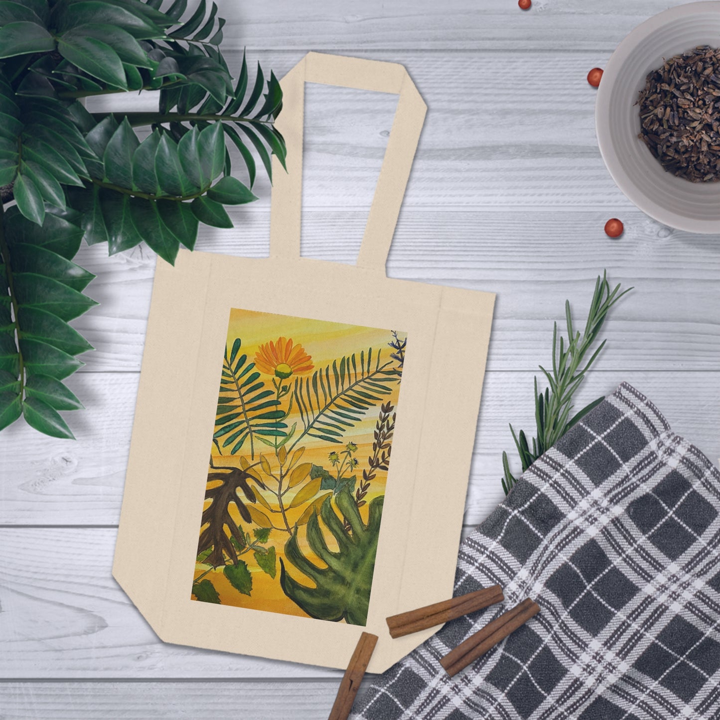 Tropical Botanicals & Herbs Double Wine Tote Bag