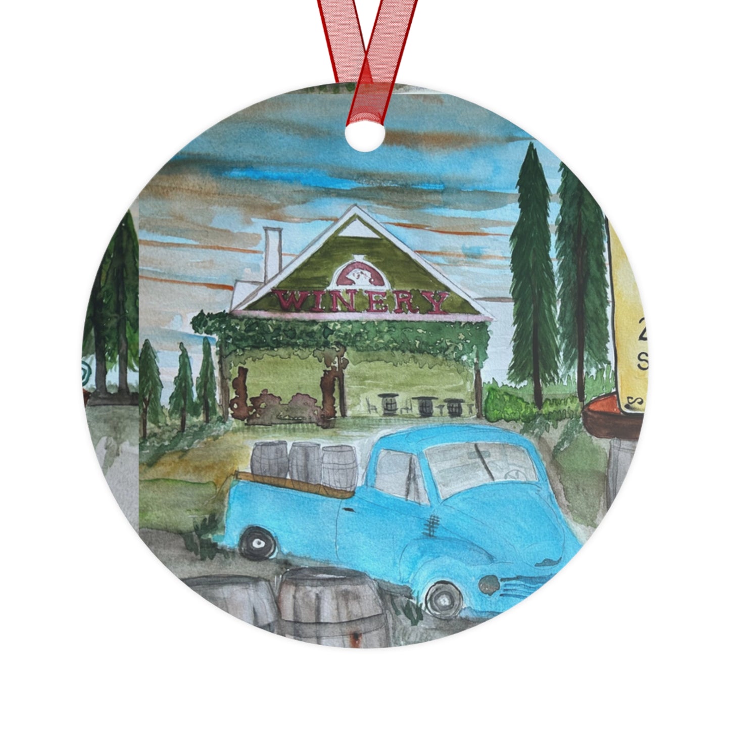 "Sumner Crest Winery" 25th Annual Grape Stomp's Charming Metal Ornaments for Wine Lovers, Personalized Holiday Decor, Unique Gift for Christmas, Rustic Home Decor, Winery Gifts
