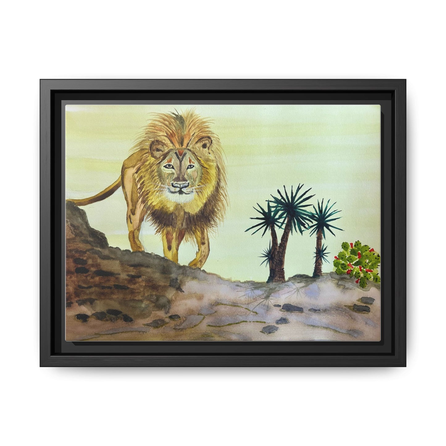 Lion Matte Canvas, Framed (Multi-color)