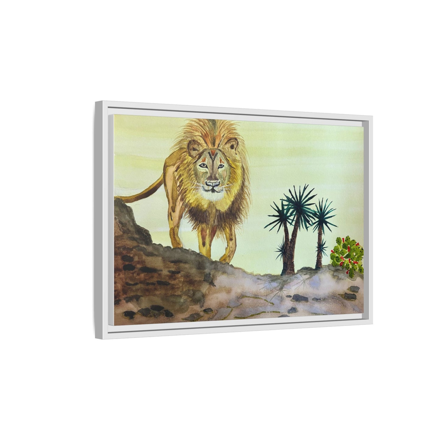 Lion Matte Canvas, Framed (Multi-color)