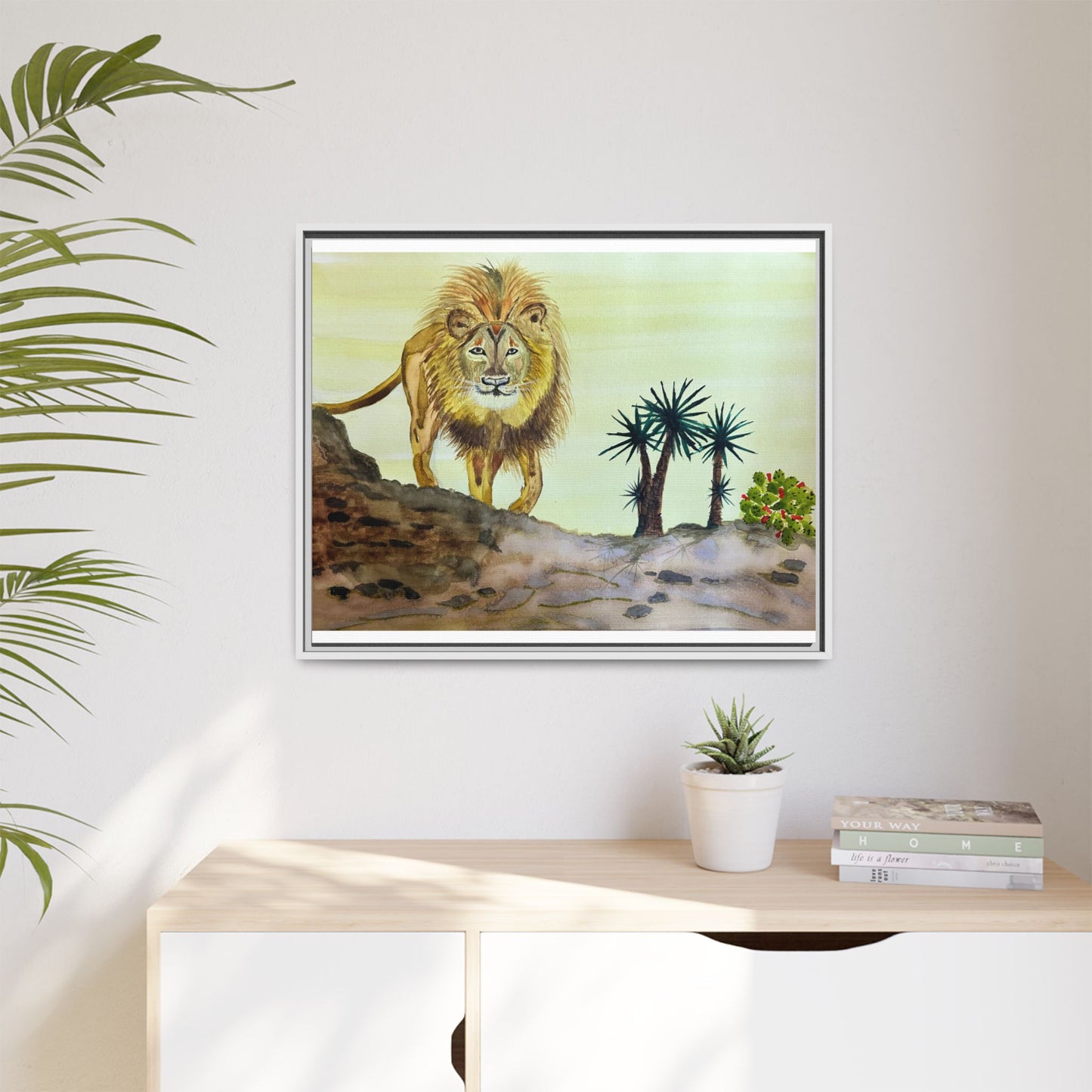 Lion Matte Canvas, Framed (Multi-color)