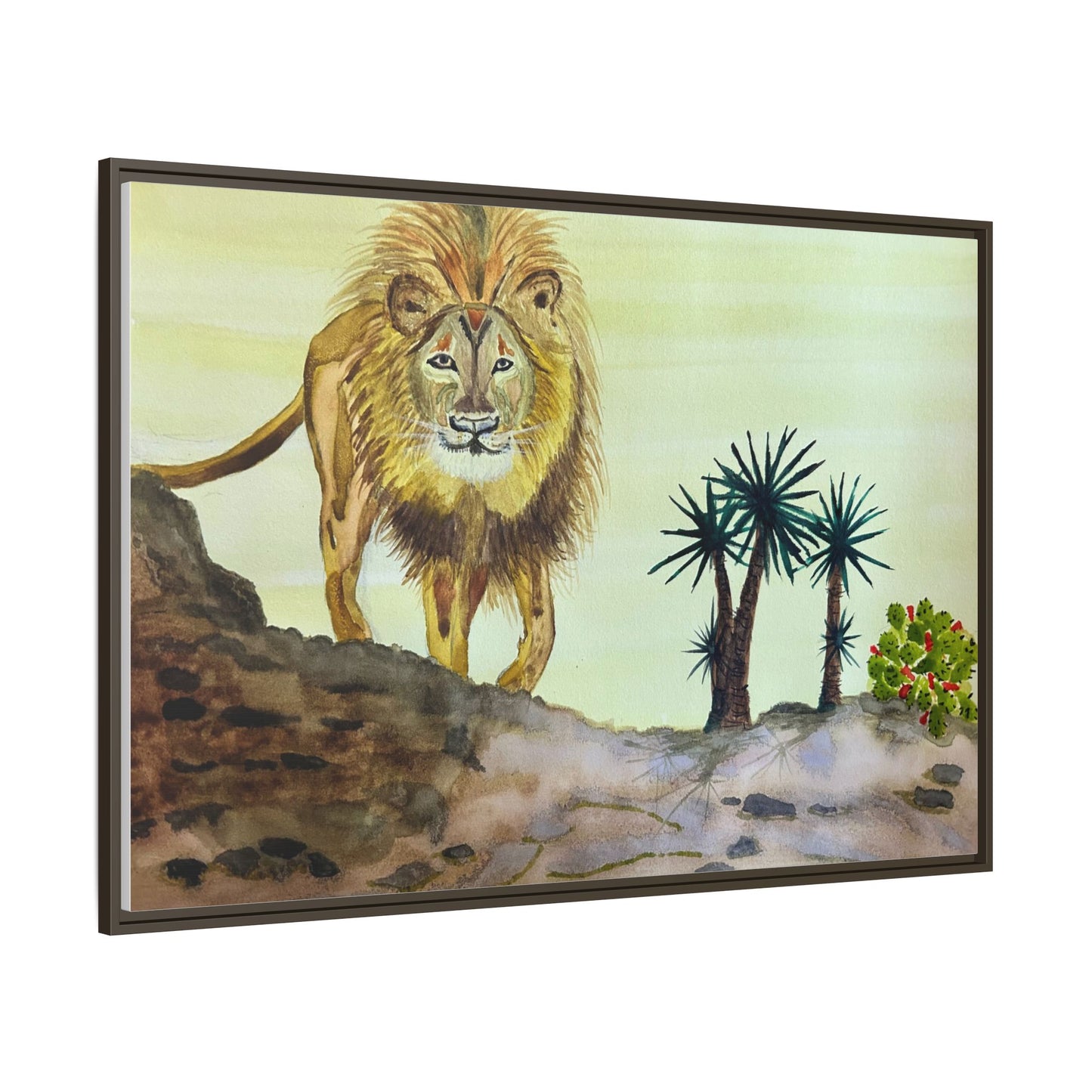 Lion Matte Canvas, Framed (Multi-color)