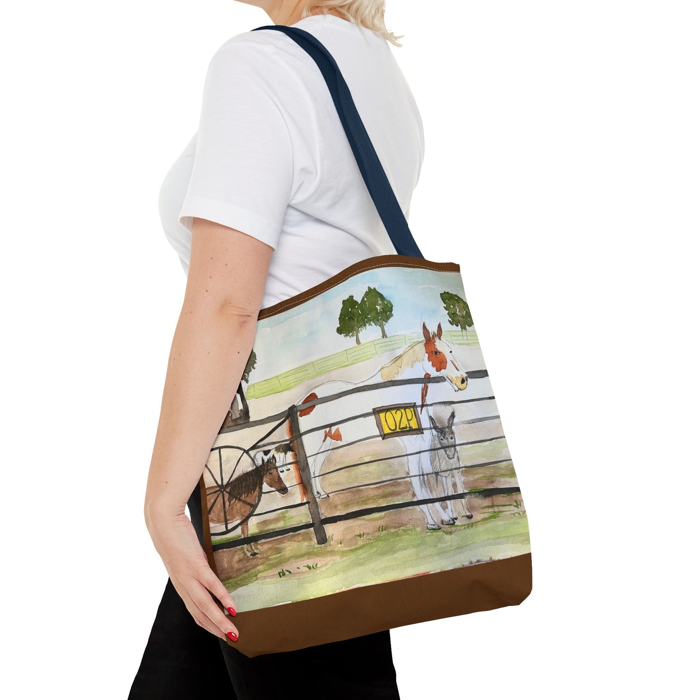 "Out 2 Pasture" Rescue Animal Ranch Tote Bag & Stable Scene Design