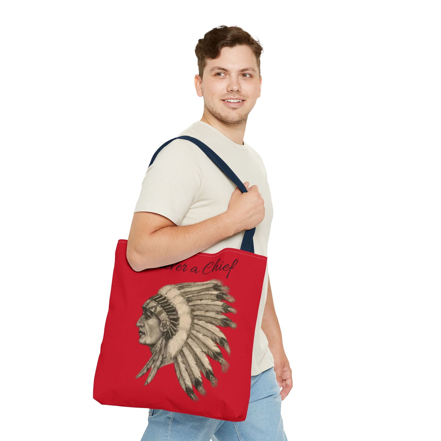 Forever a Chief Tote Bag, School Spirit Bag, Red Tote for Students, Eco-Friendly Shopping Bag, College Travel Tote