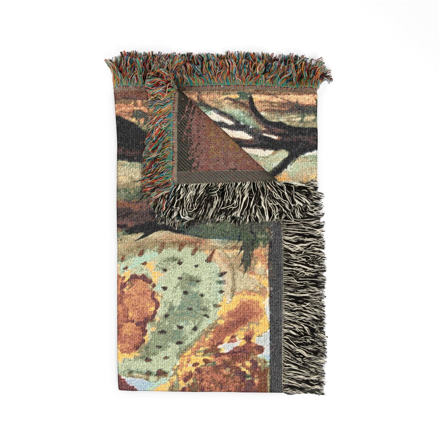Prickly Pear Cactus Floral Watercolor Print by Dr. Q - Woven Blanket