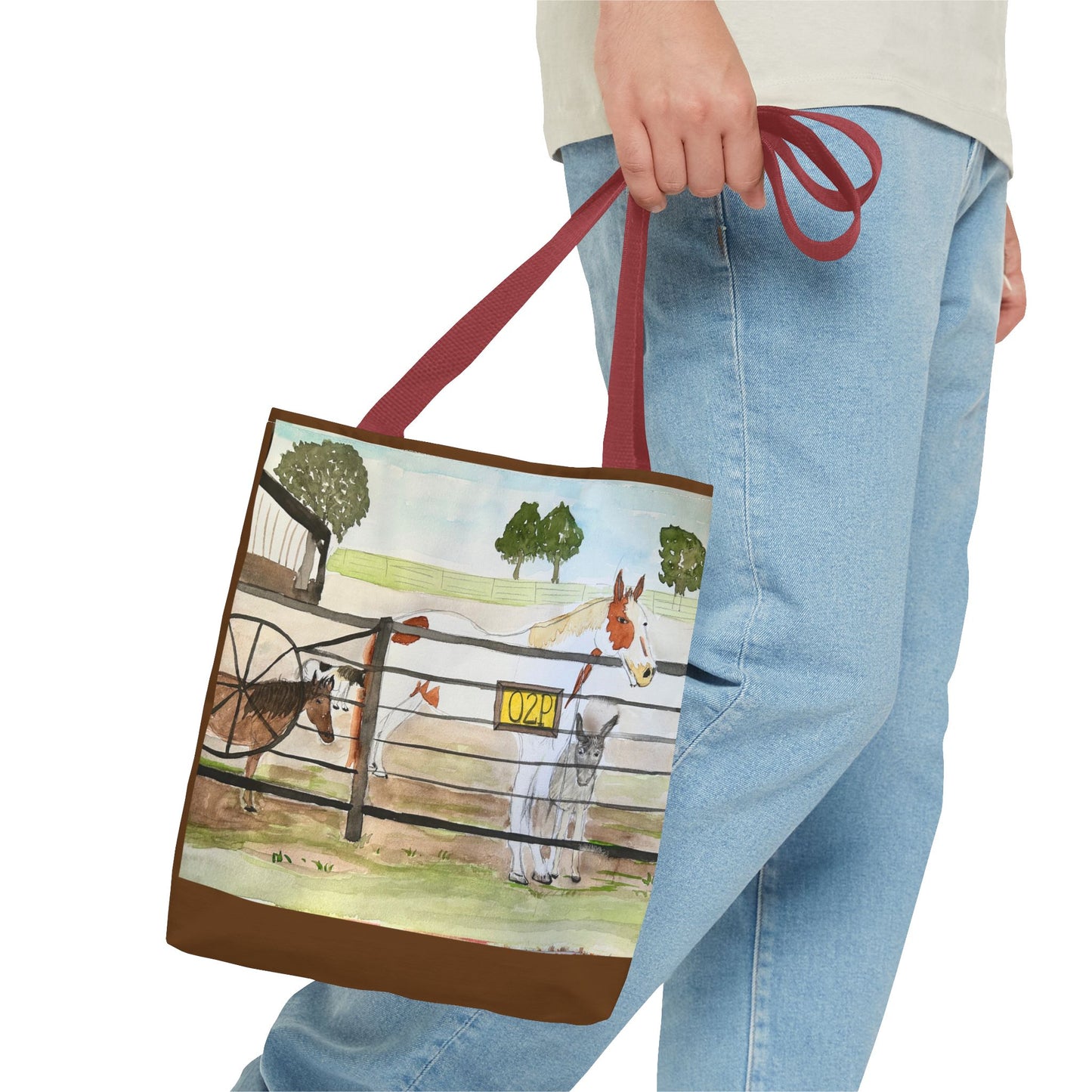 "Out 2 Pasture" Rescue Animal Ranch Tote Bag & Stable Scene Design
